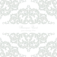 Vintage Baroque Rococo ornament card. Vector damask decor. Royal Victorian texture for wallpapers, textile, fabric. Rose quartz color