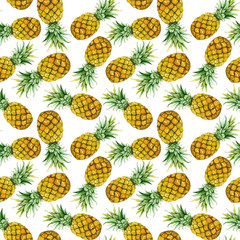hand drawn watercolor pineapples