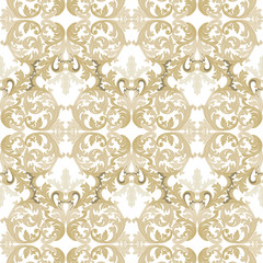 Vintage Baroque ornament pattern. Vector Luxury damask decor. Royal Victorian texture for wallpapers, textile, fabric. Gold color