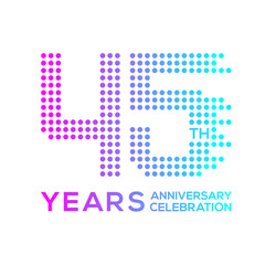 45 years anniversary with a circle,dotted,digital,technology logo