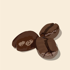 Roasted coffee beans isolated Vector