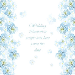 Fototapeta na wymiar Beautiful Watercolor Blue flowers card background Vector. Vintage Elegant Card illustration for Women's day, birthday, Wedding, Ceremony, Anniversary