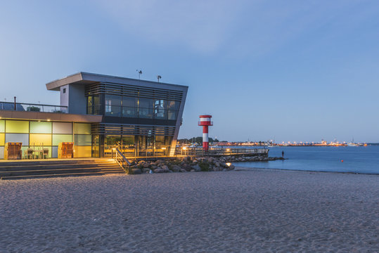 Germany, Schleswig-Holstein, Eckernfoerde, Baltic Sea Information Centre and new lighthouse