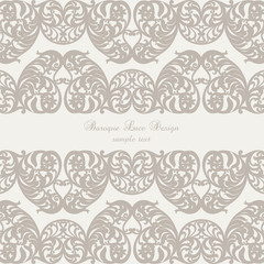Vintage Invitation Card with Luxurious Baroque ornament. Brown color