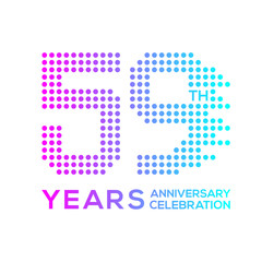 59 years anniversary with a circle,dotted,digital,technology logo