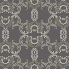 Vintage Luxury ornament pattern. Vector Baroque damask decor. Royal Victorian texture for wallpapers, textile, fabric. Gray color