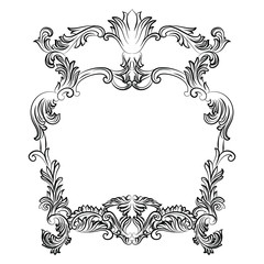 Vintage Imperial Baroque Rococo frame. Vector French Luxury rich carved ornamented decor. Victorian wealthy Style structure