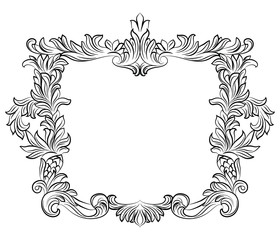 Vintage Imperial Baroque Rococo frame. Vector French Luxury rich carved ornamented Wall Frame. Victorian wealthy Style structure