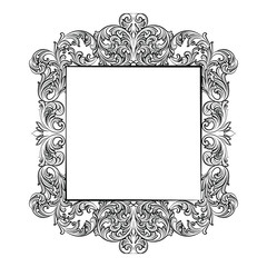 Vintage Imperial Baroque Rococo frame. Vector French Luxury rich carved ornamented Wall Frame. Victorian wealthy Style structure