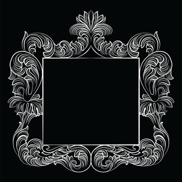 Vintage Imperial Baroque Rococo frame. Vector French Luxury rich carved ornamented decor. Victorian wealthy Style structure