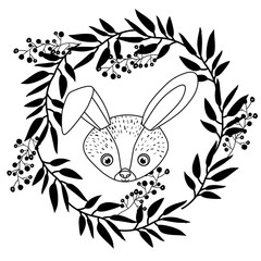 animal drawing within wreath icon vector illustration graphic