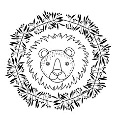 animal drawing within wreath icon vector illustration graphic