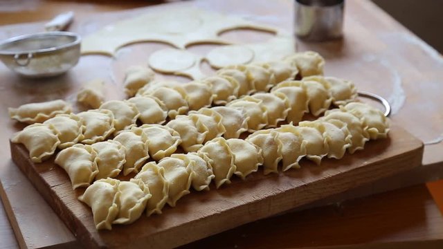 rustic dumplings on a wooden table