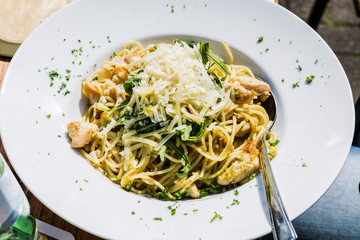 Pasta, Teller mit italienischen Spaghetti.