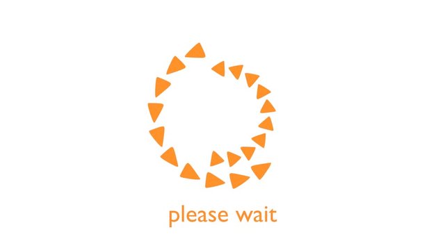 Please wait - unusual loading wheel animation with triangles and text. HD video.