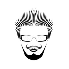 Hipster fashion man hair , vector illustration