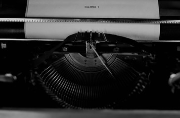 black and white retro typewriter letter