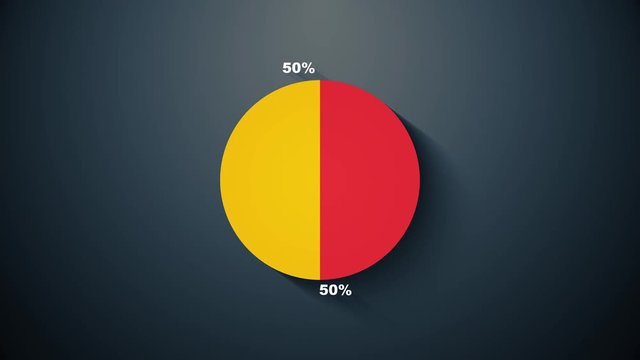 Pie chart indicated 50 and 50 percent, diagram for presentation.
