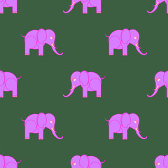 Big Pink Elephant Seamless Pattern. Zoo Animal Background.