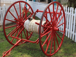 Old Time Fire Hose on Wheels