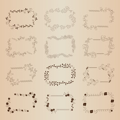 Collection floral decorative frame. Design for banner, labels, announcement