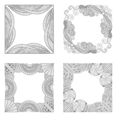 Obraz premium Hand drawn frame collection with ornament for announcement, quote. Decorative element. Vector illustration