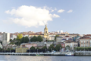 View at sunset of the town of Portugalete, Basque Country, Spain.
