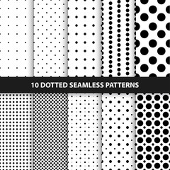 Collection of seamless dotted patterns.