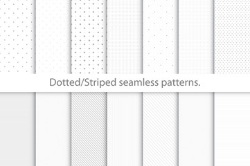 Collection of seamless dotted patterns.