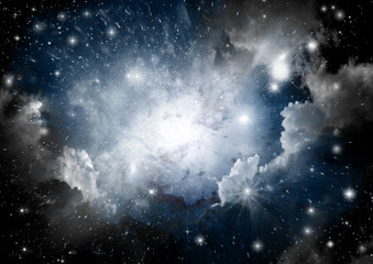 Stars of a planet and galaxy in a free space. Elements of this image furnished by NASA . © marusja2