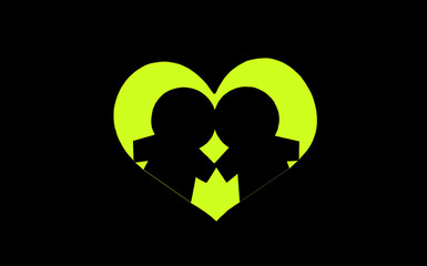  lovers holding hands. green hearts