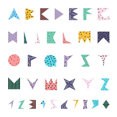 Abstract colorful alphabet in memphis style. © ExpressVectors