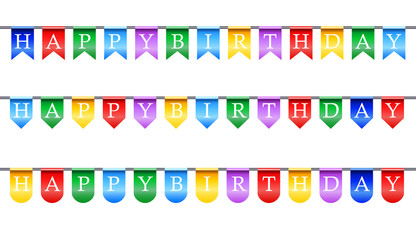 Fototapeta na wymiar Bunting flags banner with happy birthday letter