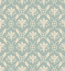 Antique seamless background 437 curve cross leaf vine pink flower