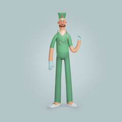 funny doctor character, funny illustration, doctor, surgeon