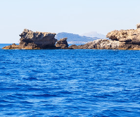 Fototapeta na wymiar Beautiful view of the cliffs in the Mediterranean Sea, Greece, Corfu