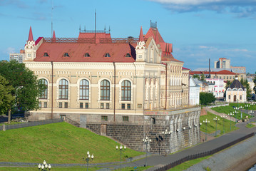 Fototapeta premium The building of the grain exchange closeup of a july afternoon. Rybinsk, Yaroslavl region, Russia