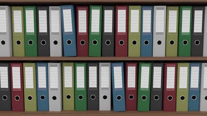 Two rows of different binders, CGI