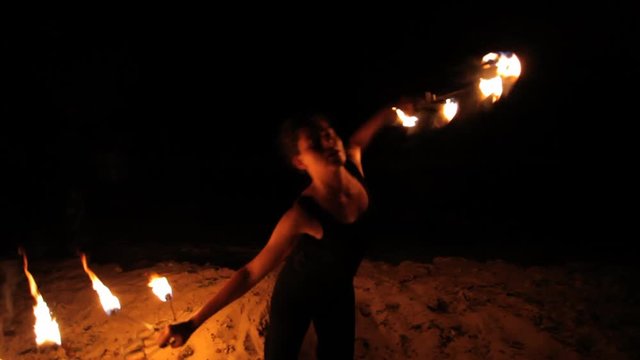 fire performance on the beach
