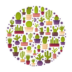 Vector cartoon house plant cactus background