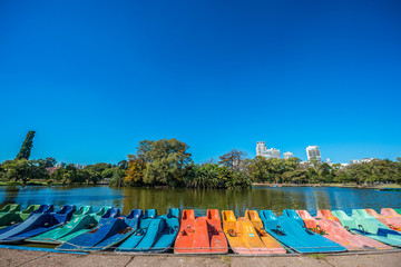 Boats on Palermo Woods in Buenos Aires, Argentina.