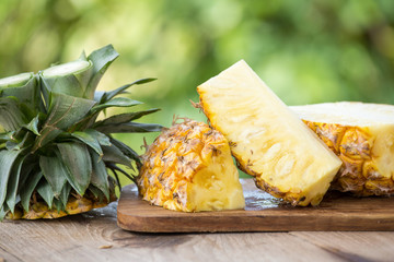 pineapple on the wood  background