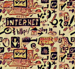 doodle grunge internet icon, background and texture