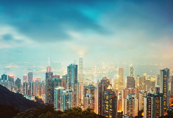 Fototapeta premium Hong Kong skyline. View from Victoria Peak.