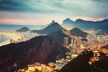 Papier Peint photo autocollant Copacabana, Rio de Janeiro, Brésil Night view of Rio de Janeiro, Brazil