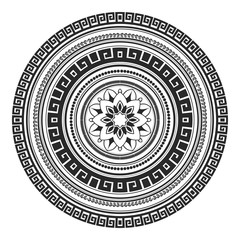 Ethnic decorative element hand drawn vector mandala black and white, for coloring page. Orienta motifs