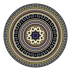 Abstract ethnic colored mandala ornamental pattern. Unique oriental style hand drawn design elements