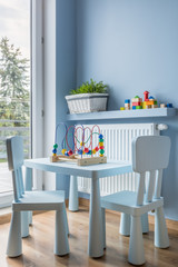 Light blue toddler table and chair idea