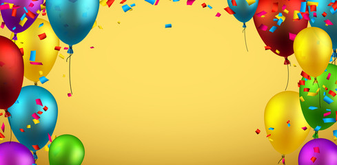 Background with balloons and confetti. © Vjom