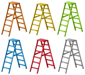 Ladders in six different colors